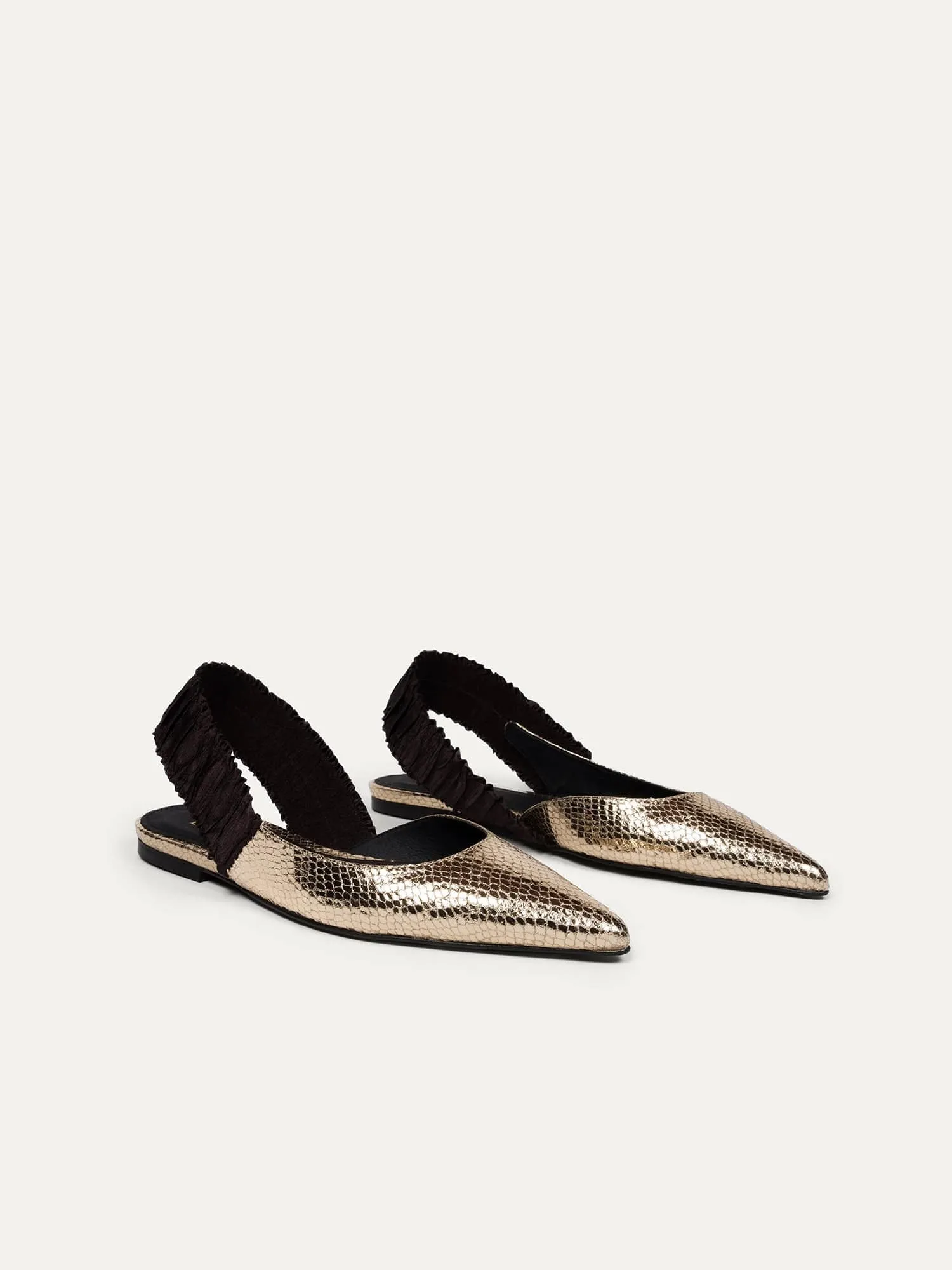 11:30am Sunday Brunch Vegan Leather Slingback Flats | Gold