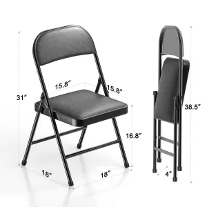 2 Pack Folding Chairs with Padded Cushion and Back Metal Chairs with Comfortable Cushion and Durable Steel Frame for Home and Office, for Indoor and Outdoor Events