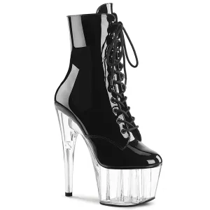 ADORE-1020 Black Patent Clear 7 Inch High Heel Stripper Shoes