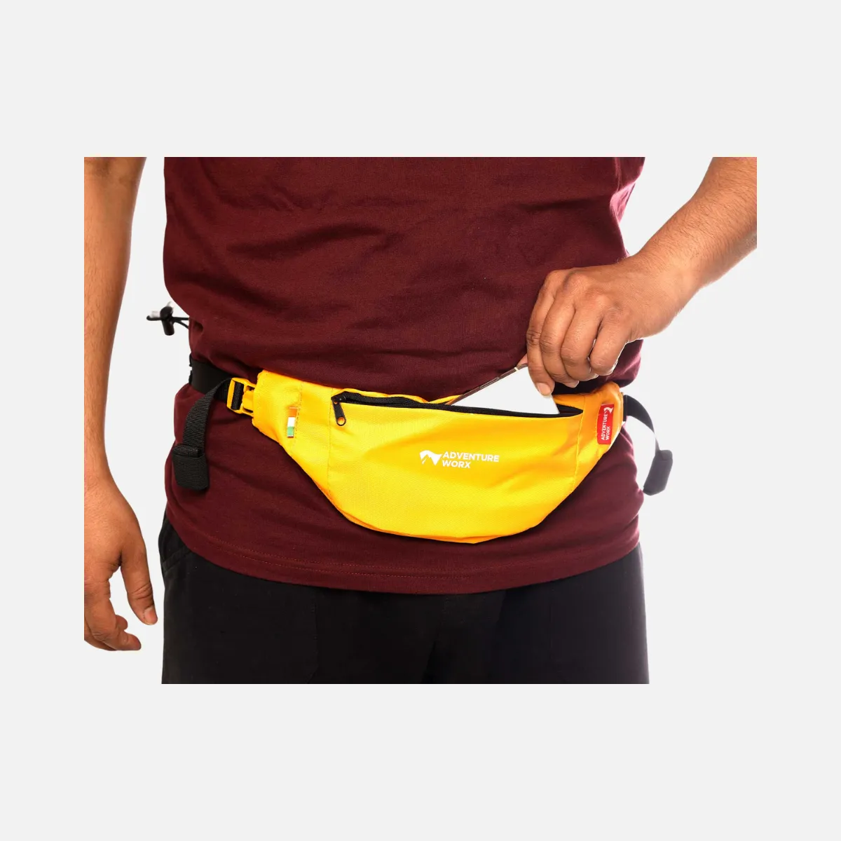 Adventure Worx Hydra Light Run Waist Pouch Running Hydration Belt -Calendula/Red