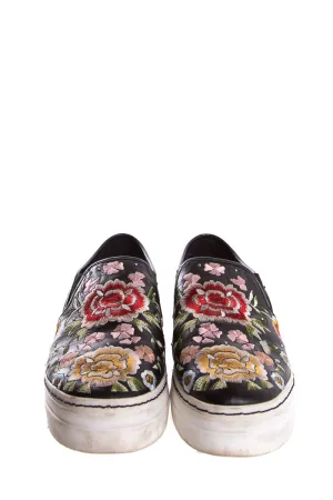 Alice   Olivia Black Embroidery Slip On Sneakers SZ 10