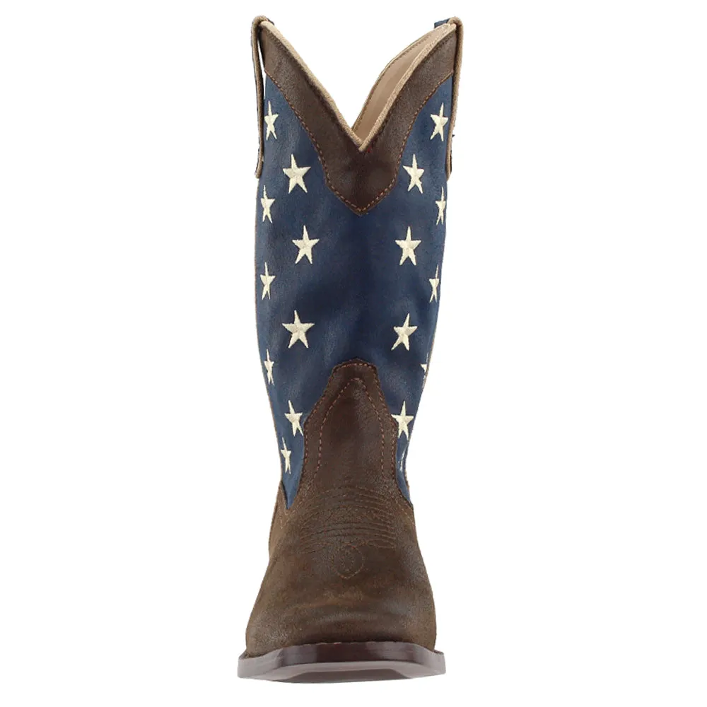 American Patriotic Square Toe Cowboy Boots