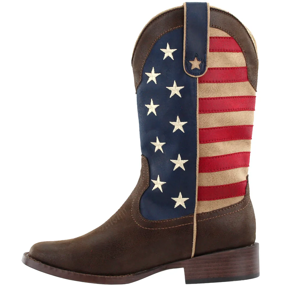 American Patriotic Square Toe Cowboy Boots