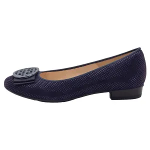 Ara Bambi Dark Blue Puntikid Suede Flat (Women's)