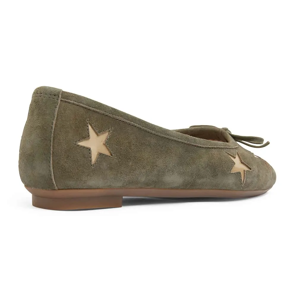 Astral Flat in Khaki Suede