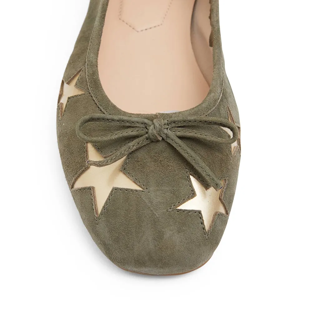 Astral Flat in Khaki Suede