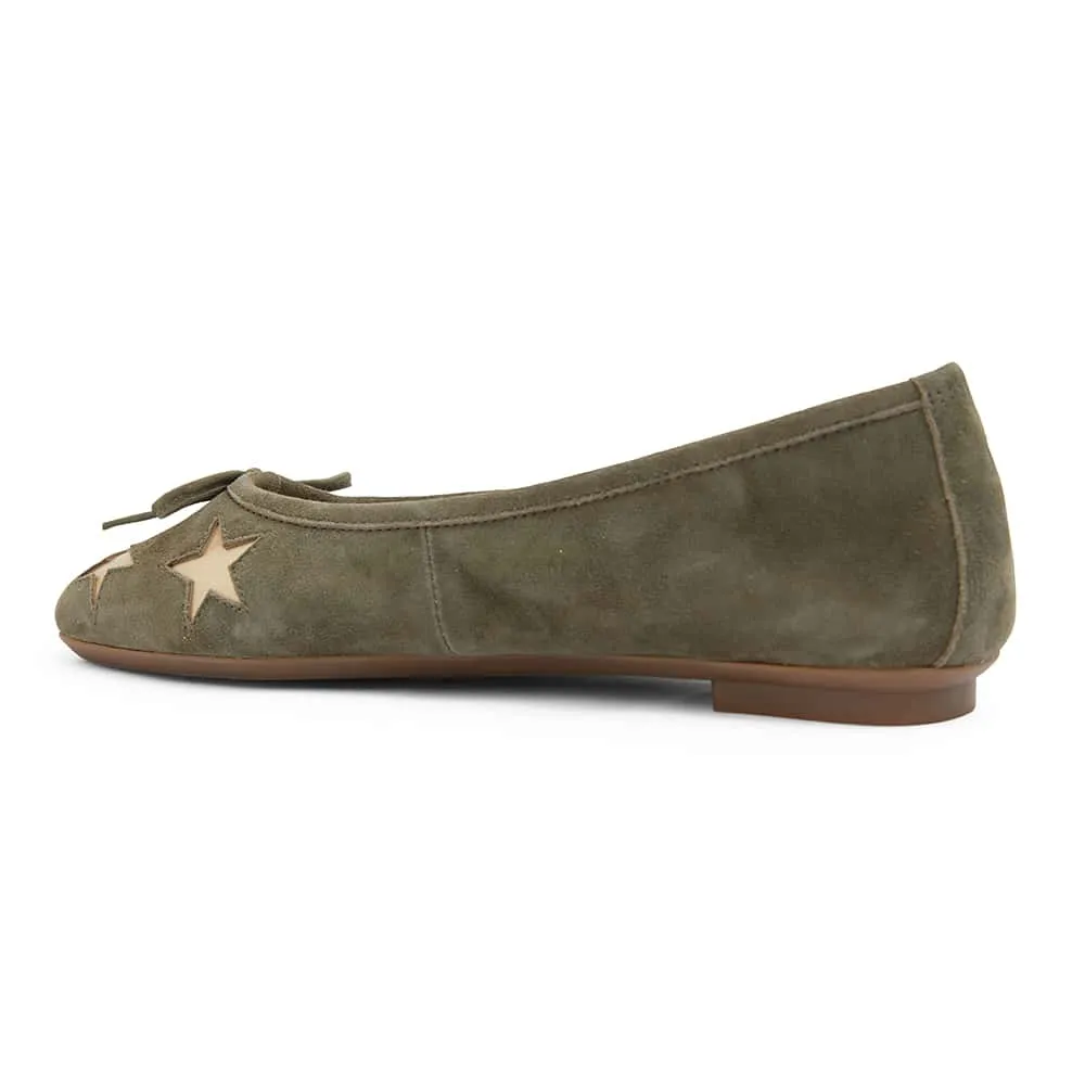 Astral Flat in Khaki Suede