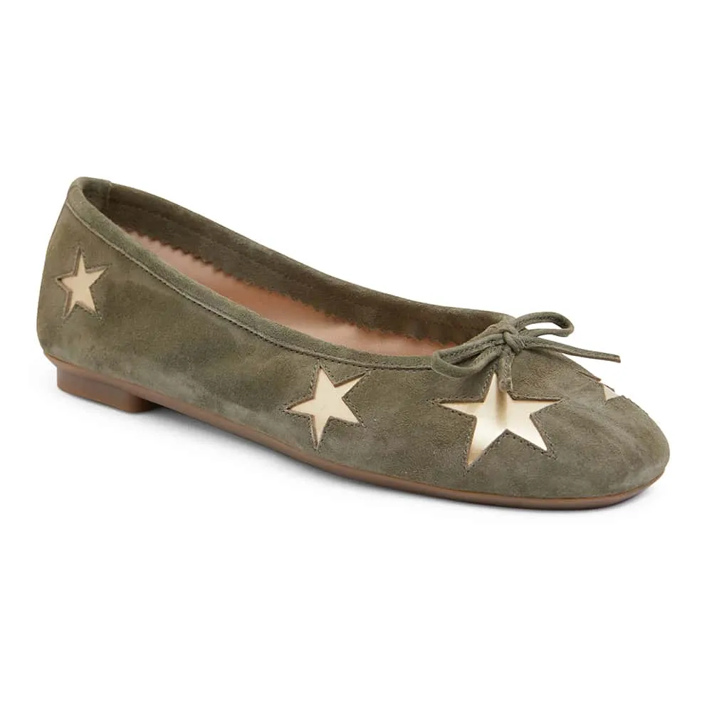 Astral Flat in Khaki Suede