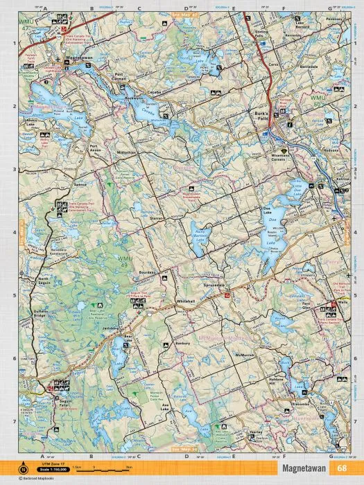 Backroad Mapbooks Magnetawan CCON-68 Water-Resistant Tear-Resistant Topographic Map