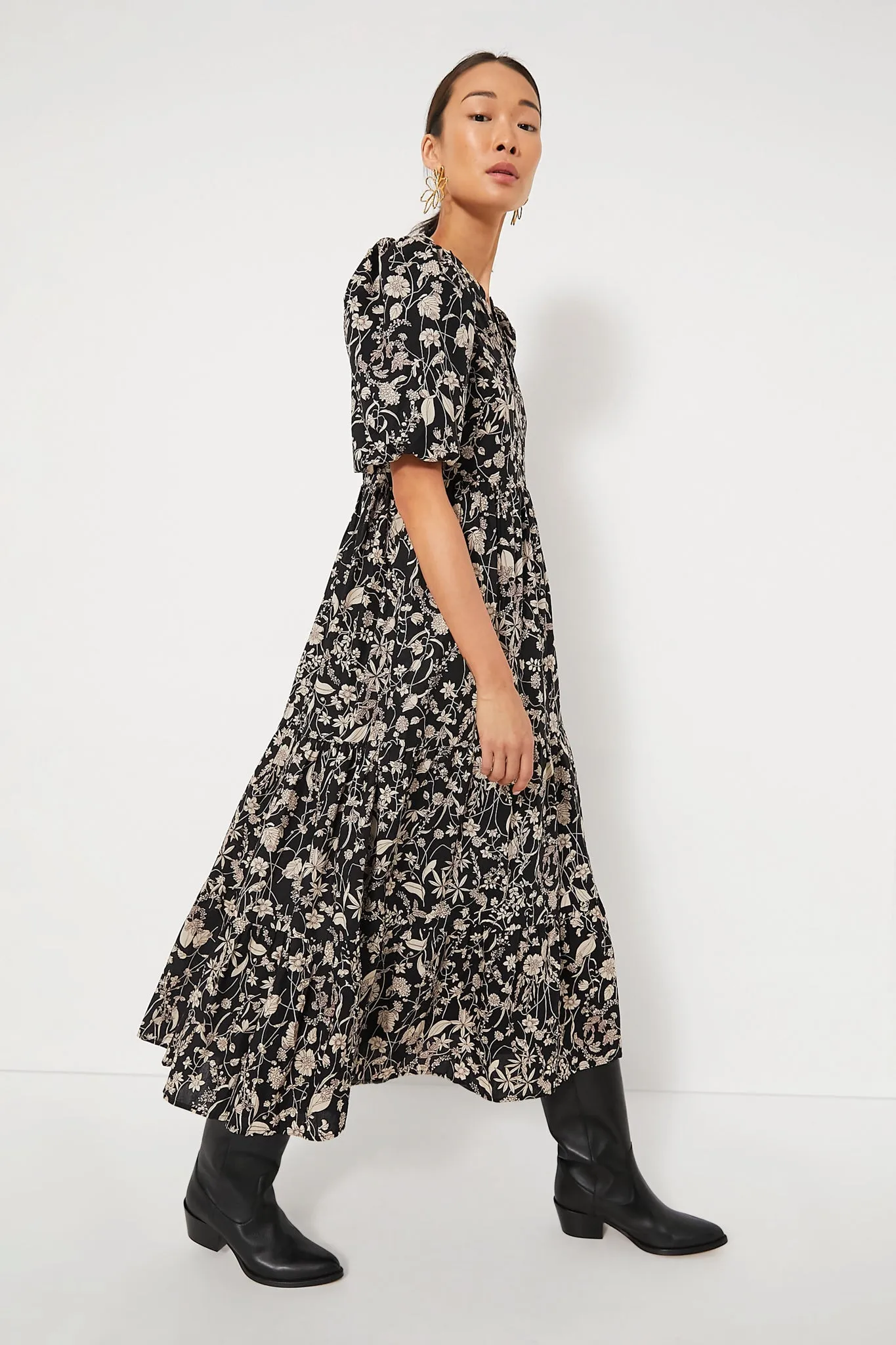 Black & Tan Floral Cisco Maxi Dress