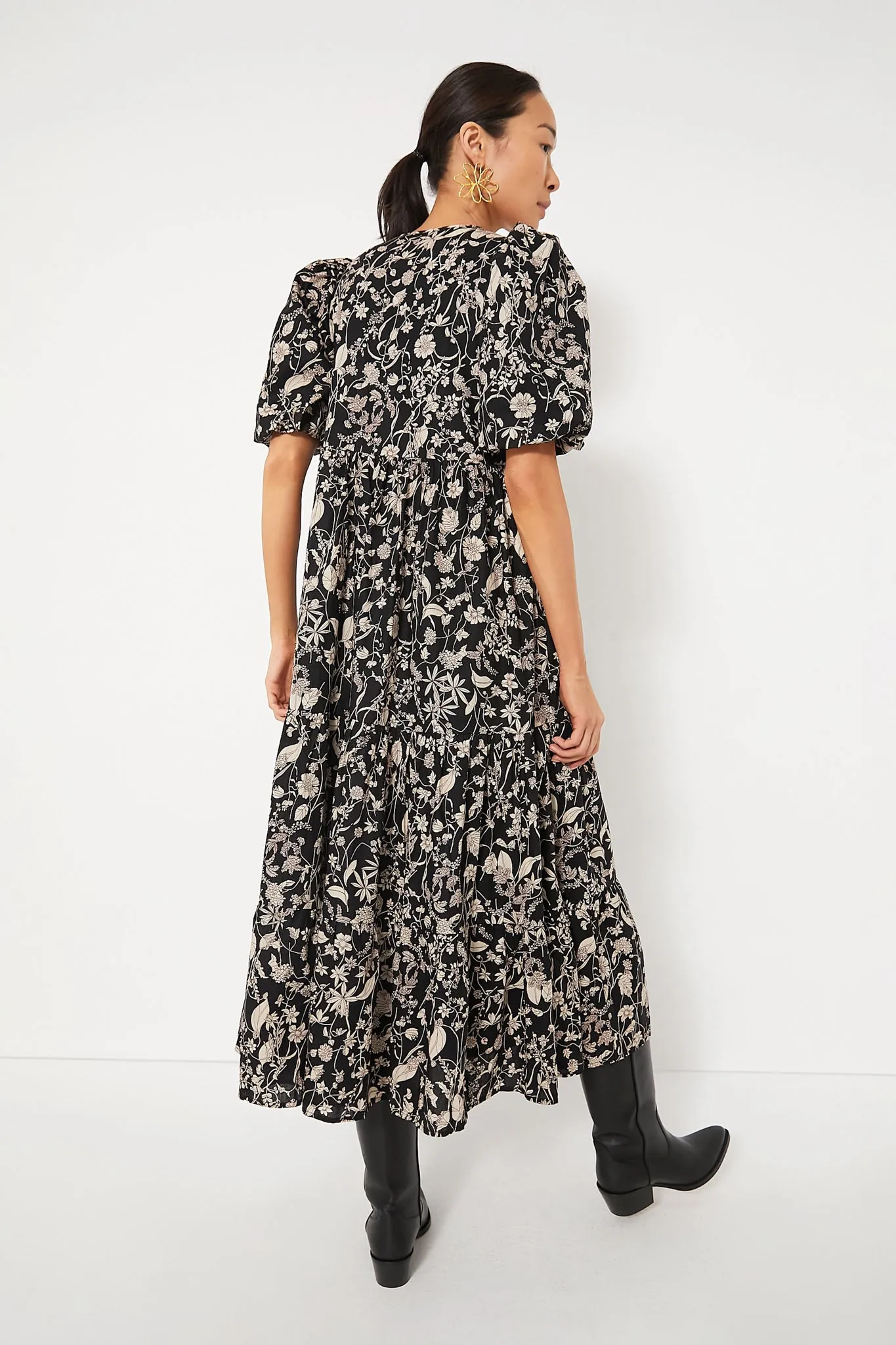 Black & Tan Floral Cisco Maxi Dress