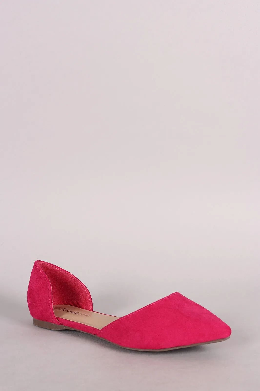 Breckelle Suede Pointy Toe Slip On Dorsay Flat