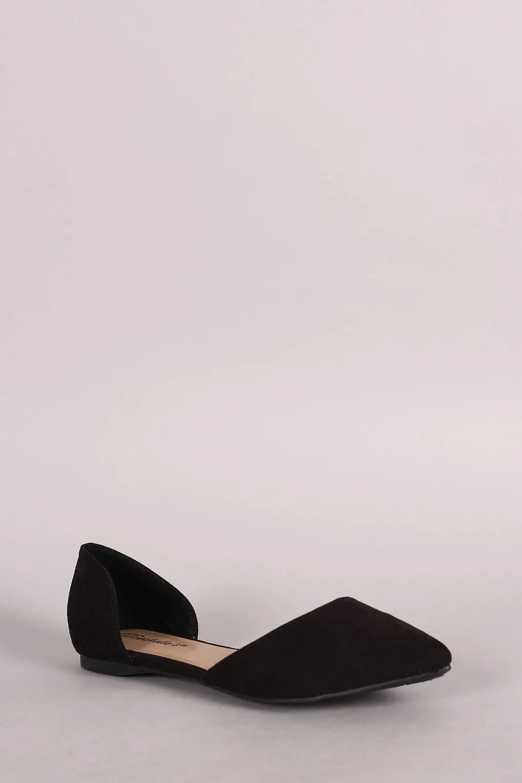 Breckelle Suede Pointy Toe Slip On Dorsay Flat