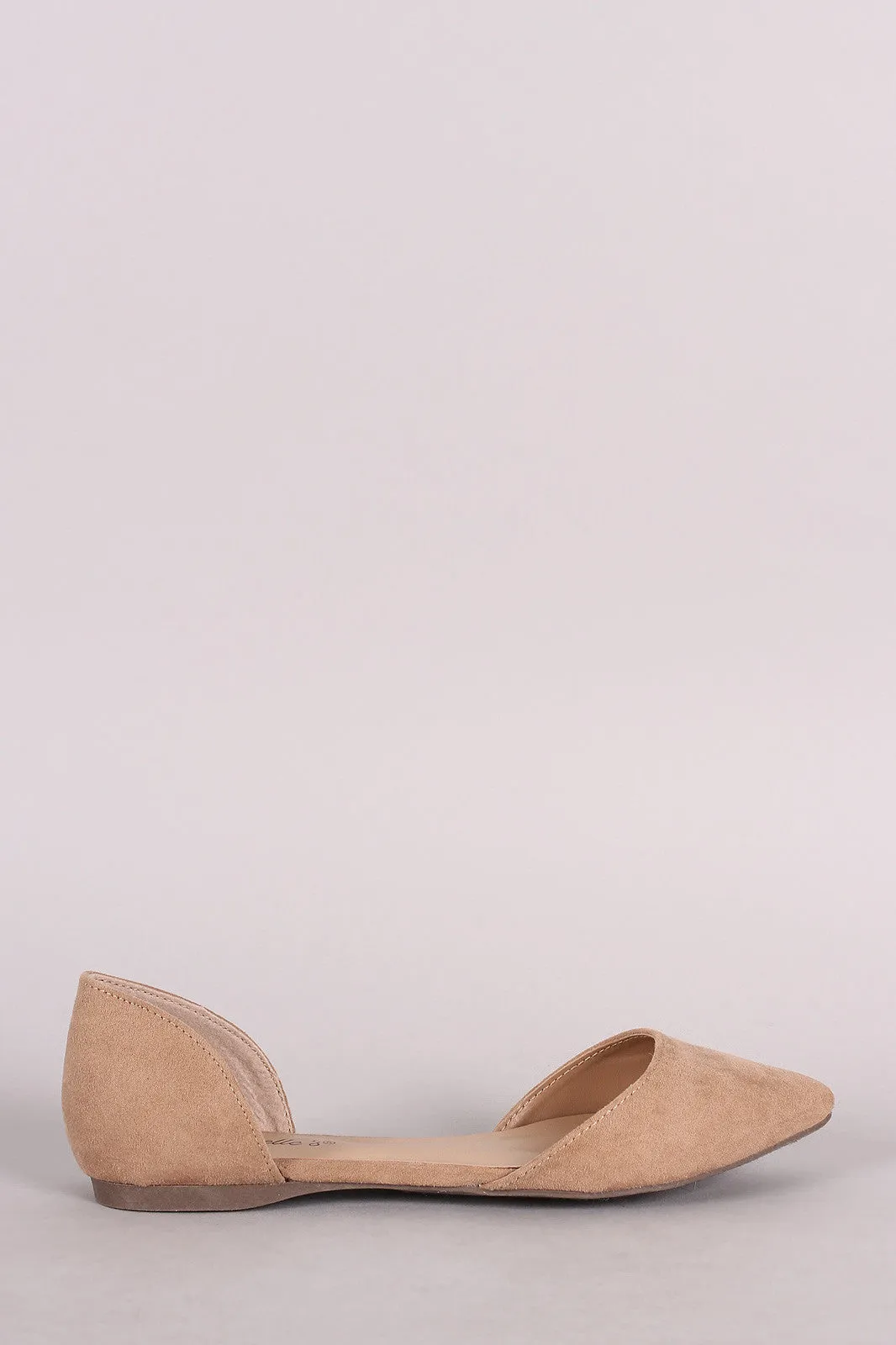 Breckelle Suede Pointy Toe Slip On Dorsay Flat