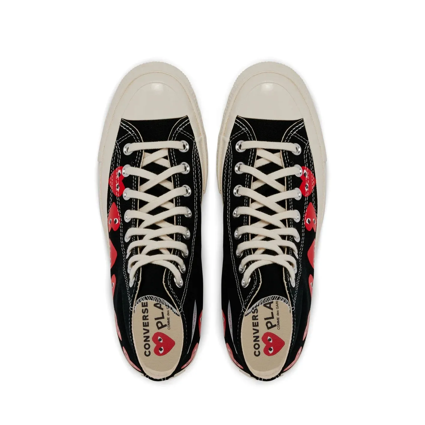 CdG PLAY Converse Multi Heart Black High Top Sneakers