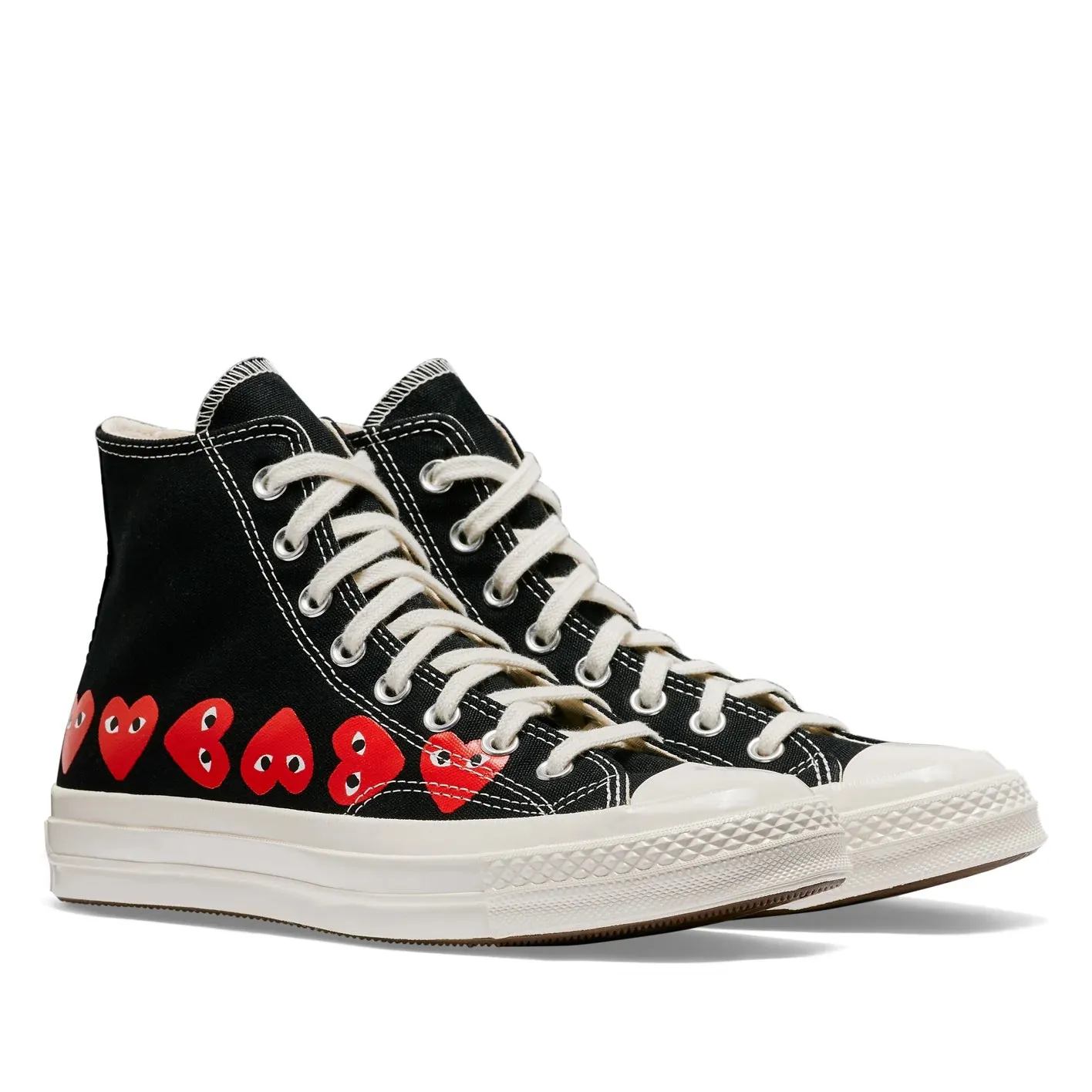 CdG PLAY Converse Multi Heart Black High Top Sneakers