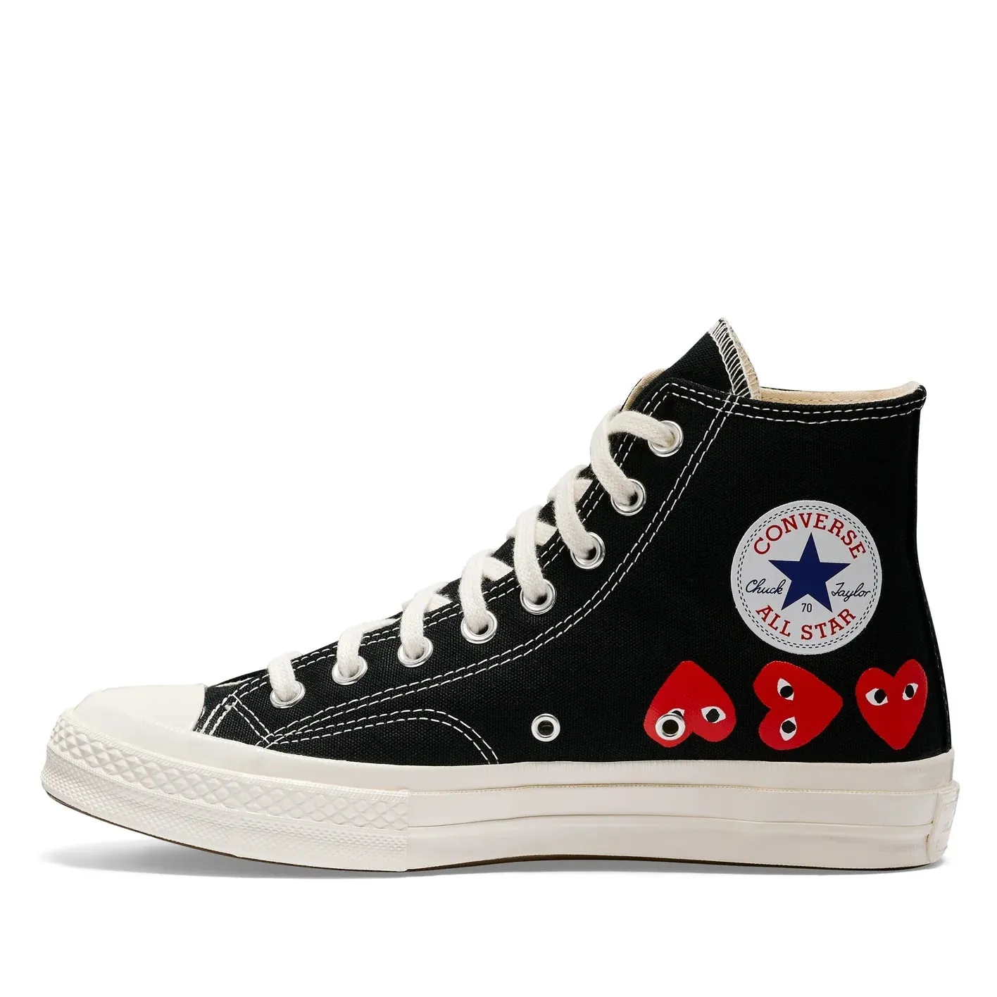 CdG PLAY Converse Multi Heart Black High Top Sneakers