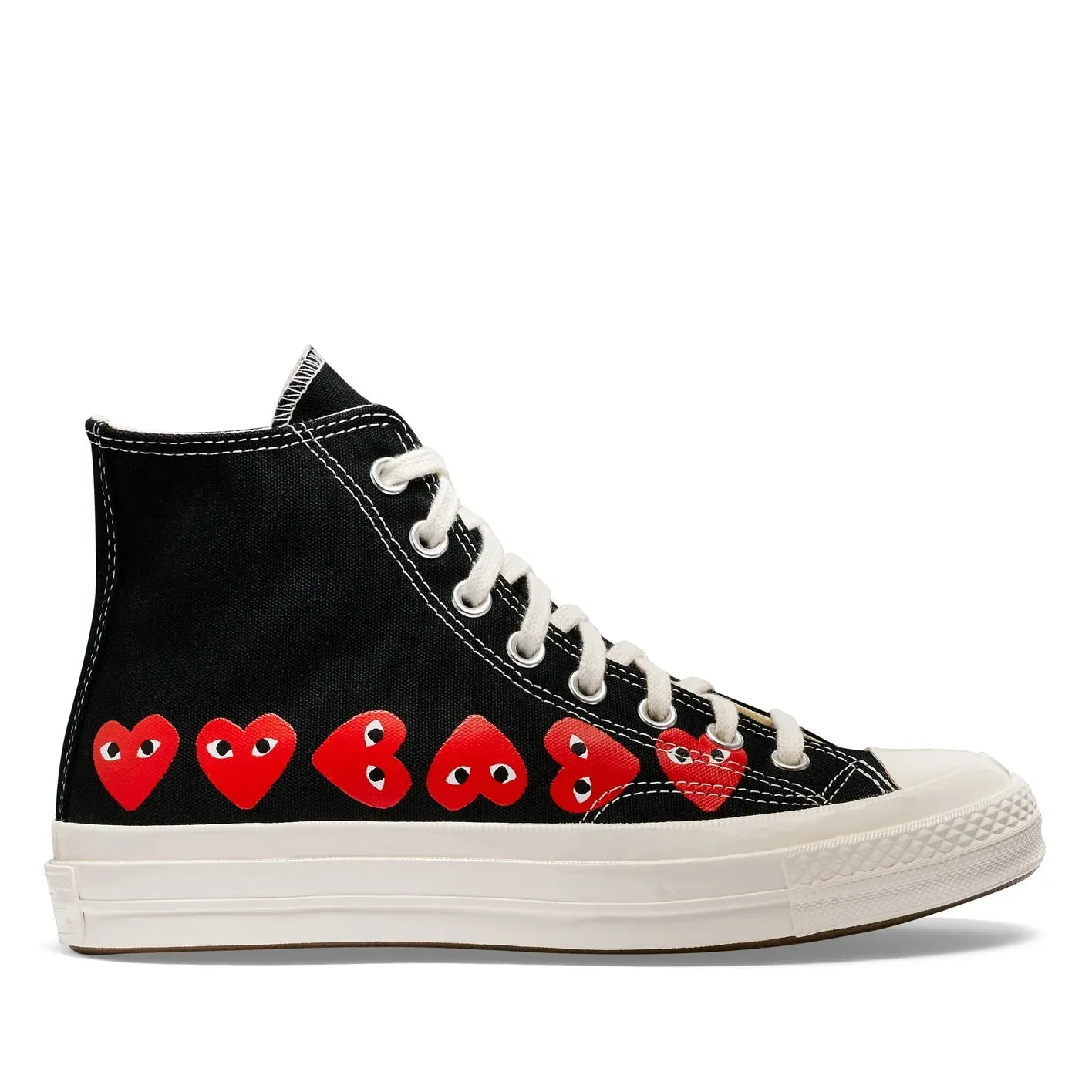 CdG PLAY Converse Multi Heart Black High Top Sneakers