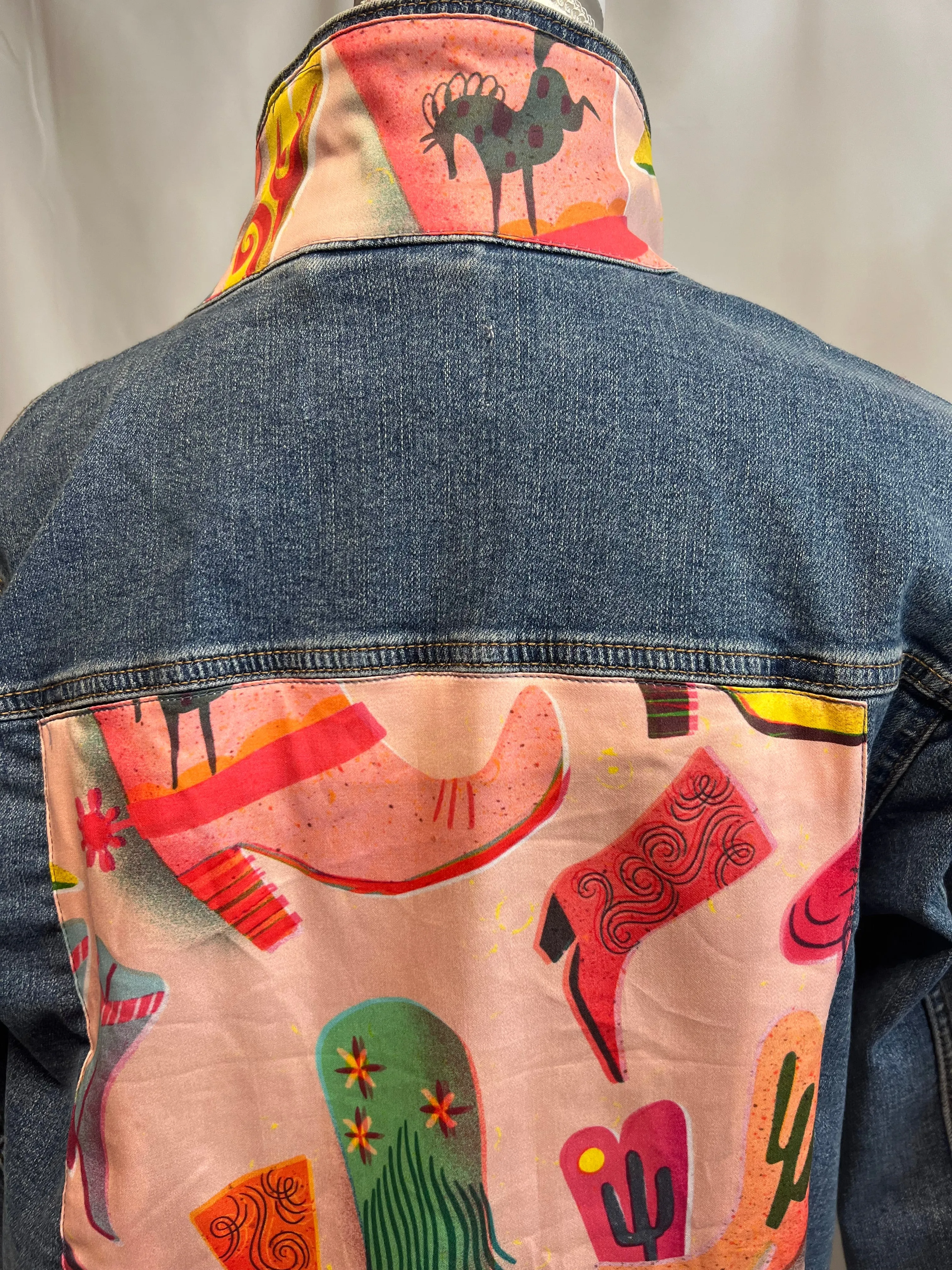 Colorful Cowgirl Boots on Denim Jacket