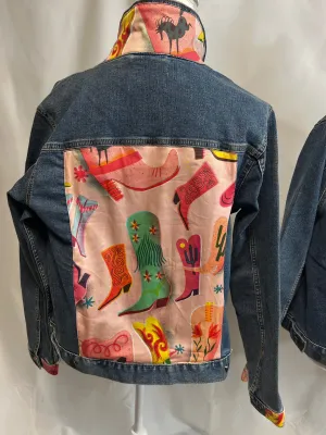 Colorful Cowgirl Boots on Denim Jacket