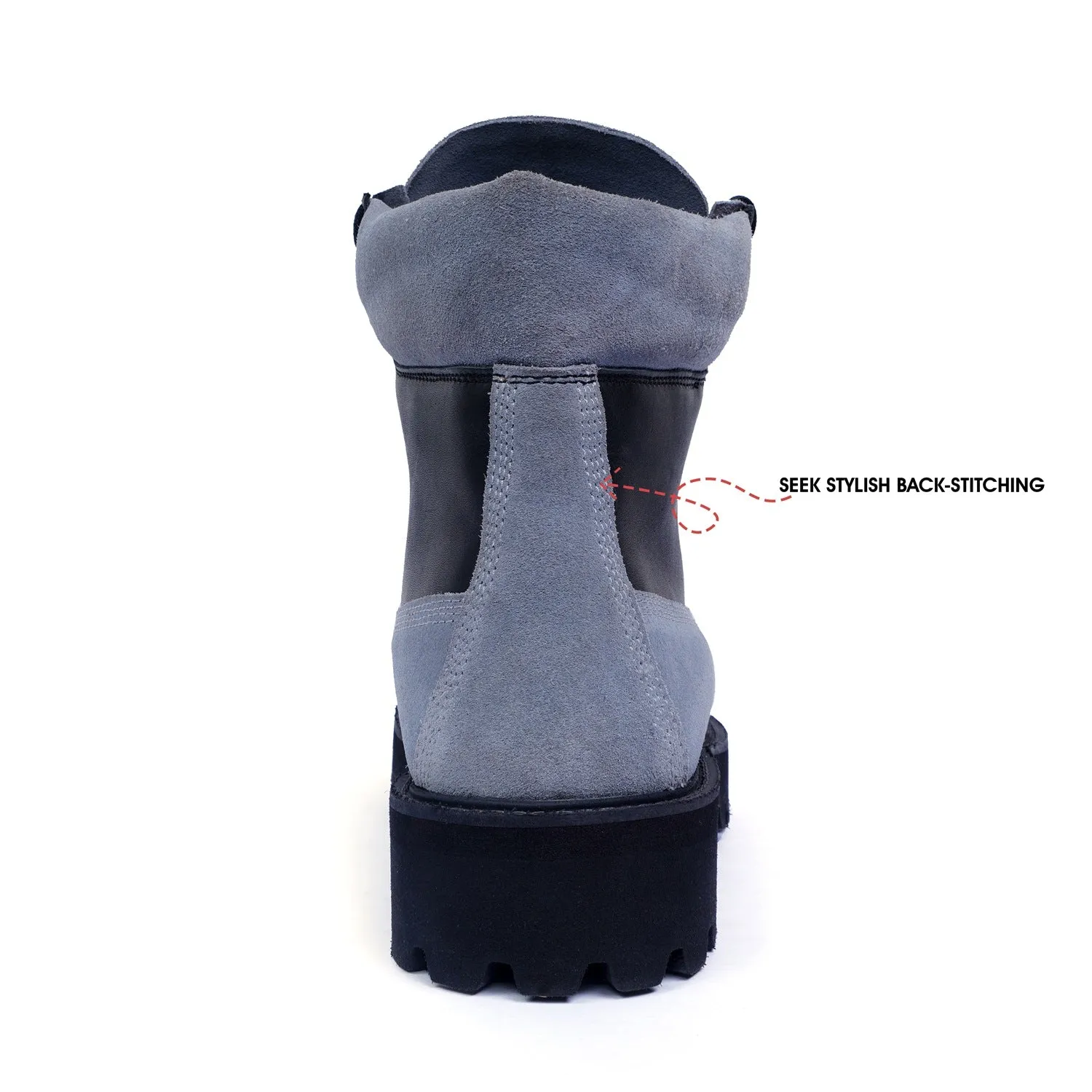 Combat Chunky Boot with Perfect color combination of Black & Grey Leather