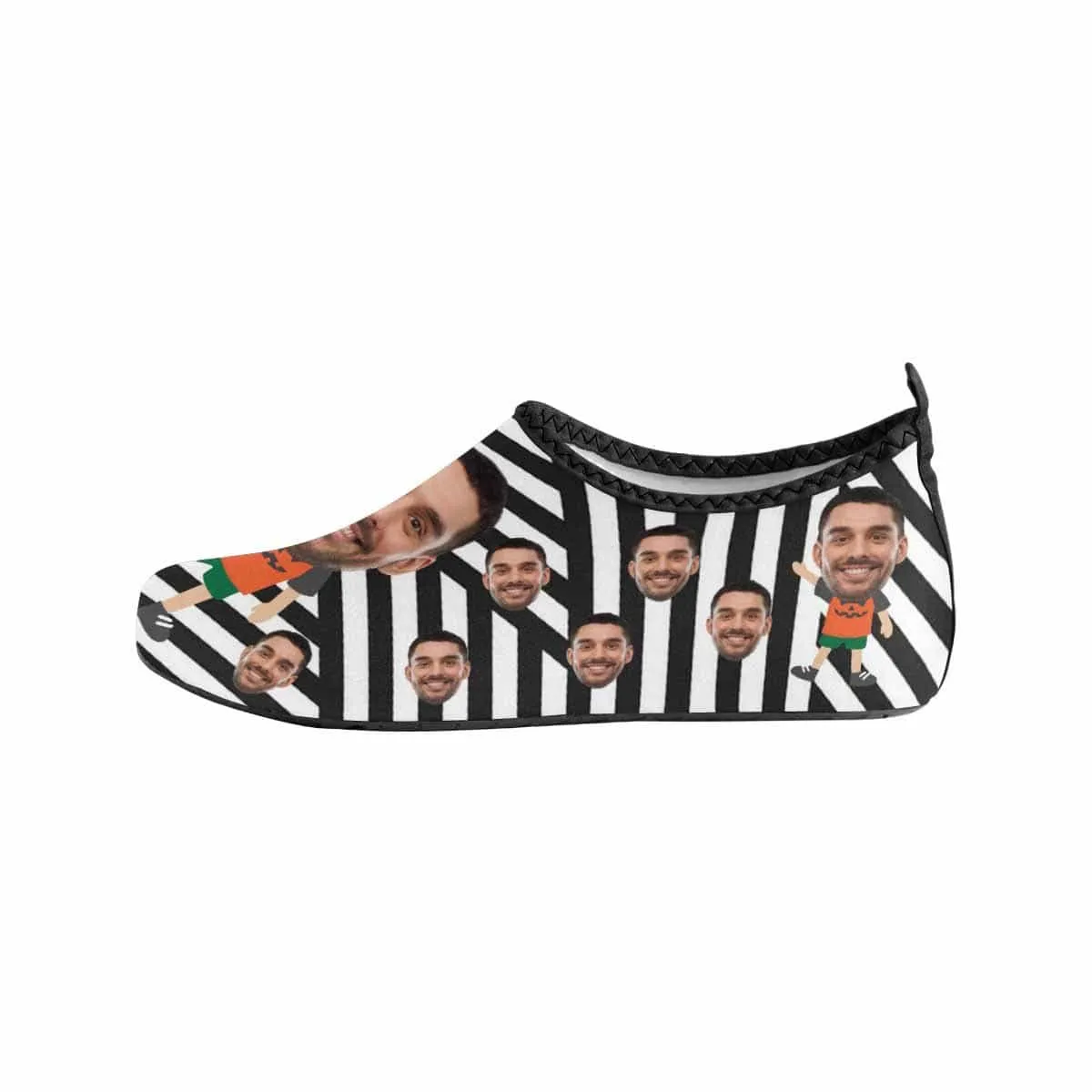 Custom Boyfriend Face Black White Slip-on for sport Quick-Dry Stripes Women's Barefoot Aqua Shoes