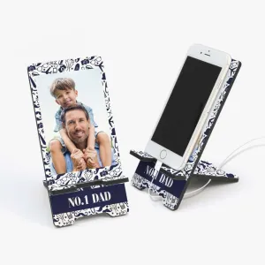 Custom No. 1 Dad Photo Cell Phone Stand