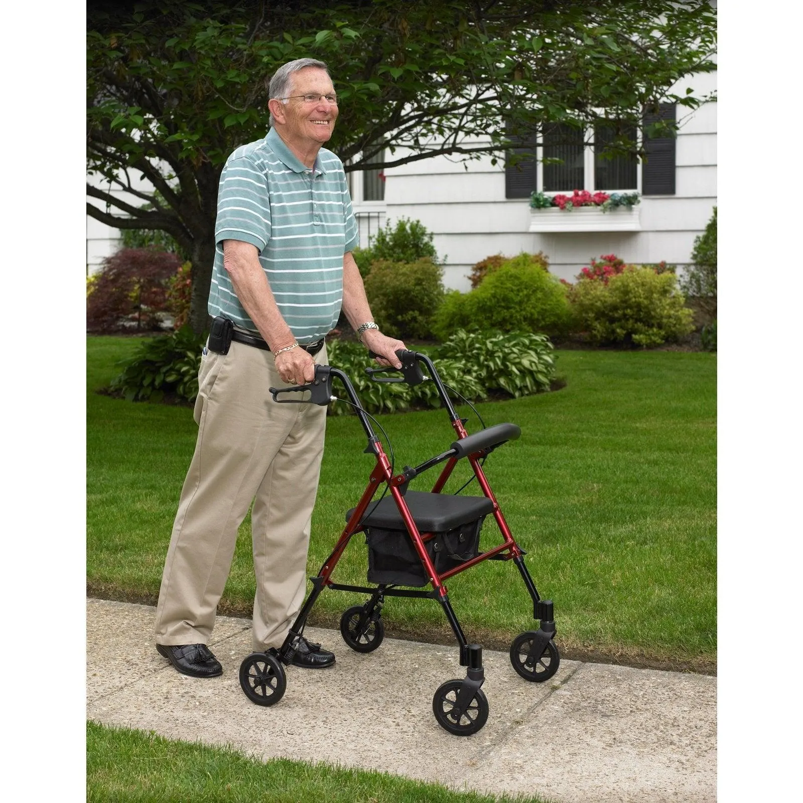 Drive Medical Adjustable Height Rollator Rolling Walker w/ 6" Wheels