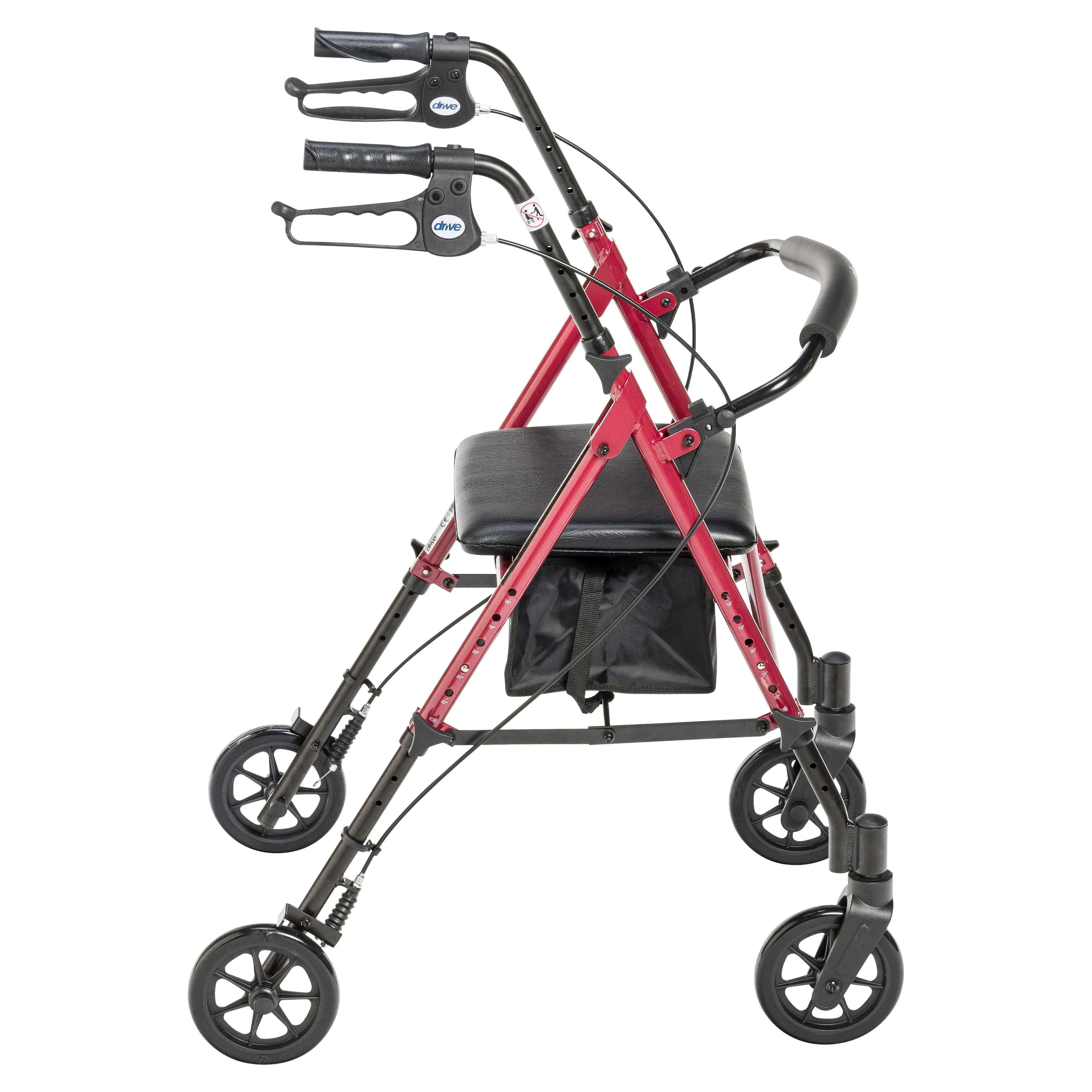 Drive Medical Adjustable Height Rollator Rolling Walker w/ 6" Wheels