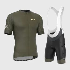 Fdx Men's & Boy's Set Essential Green Short Sleeve Summer Cycling Jersey & Cargo Bib Shorts