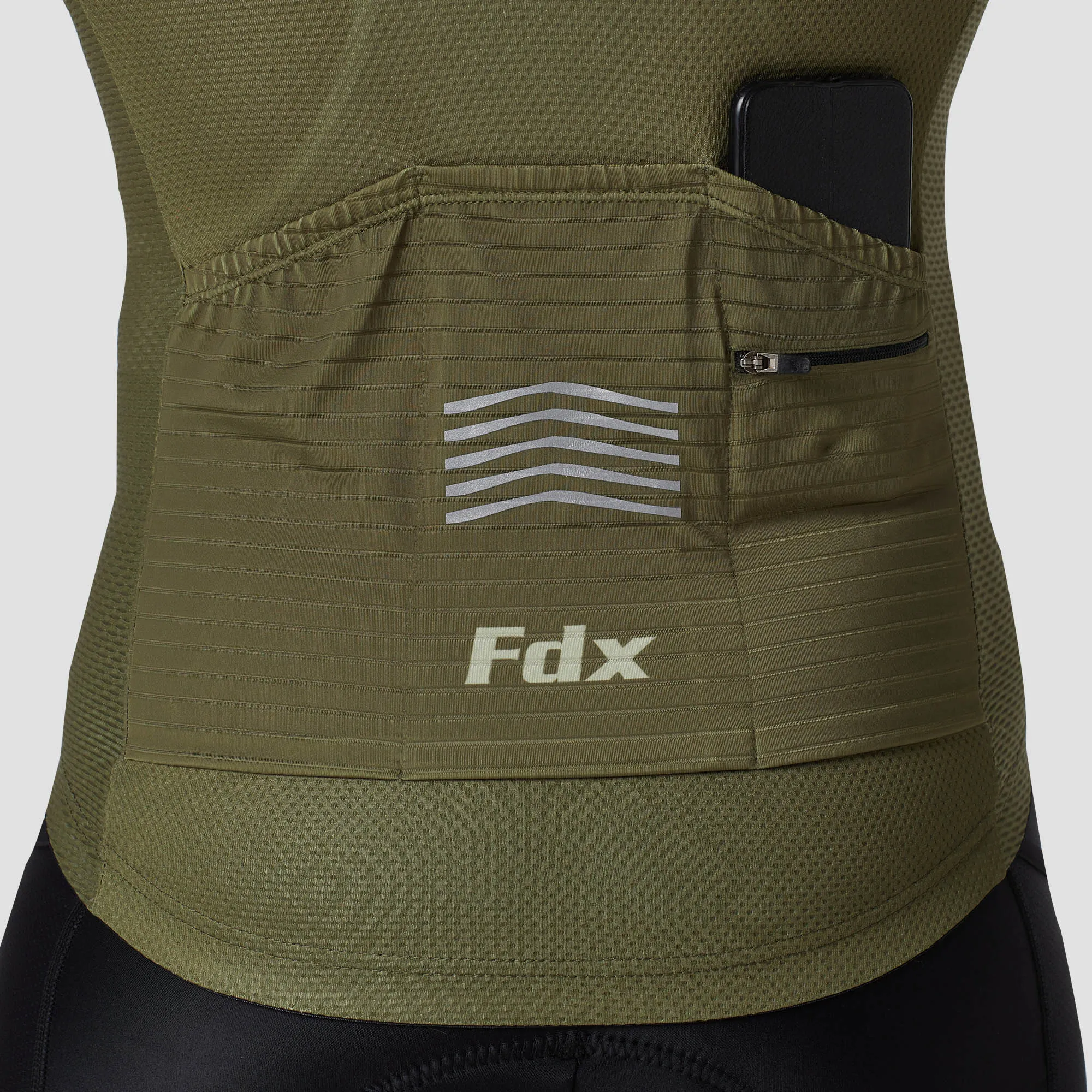 Fdx Men's & Boy's Set Essential Green Short Sleeve Summer Cycling Jersey & Cargo Bib Shorts