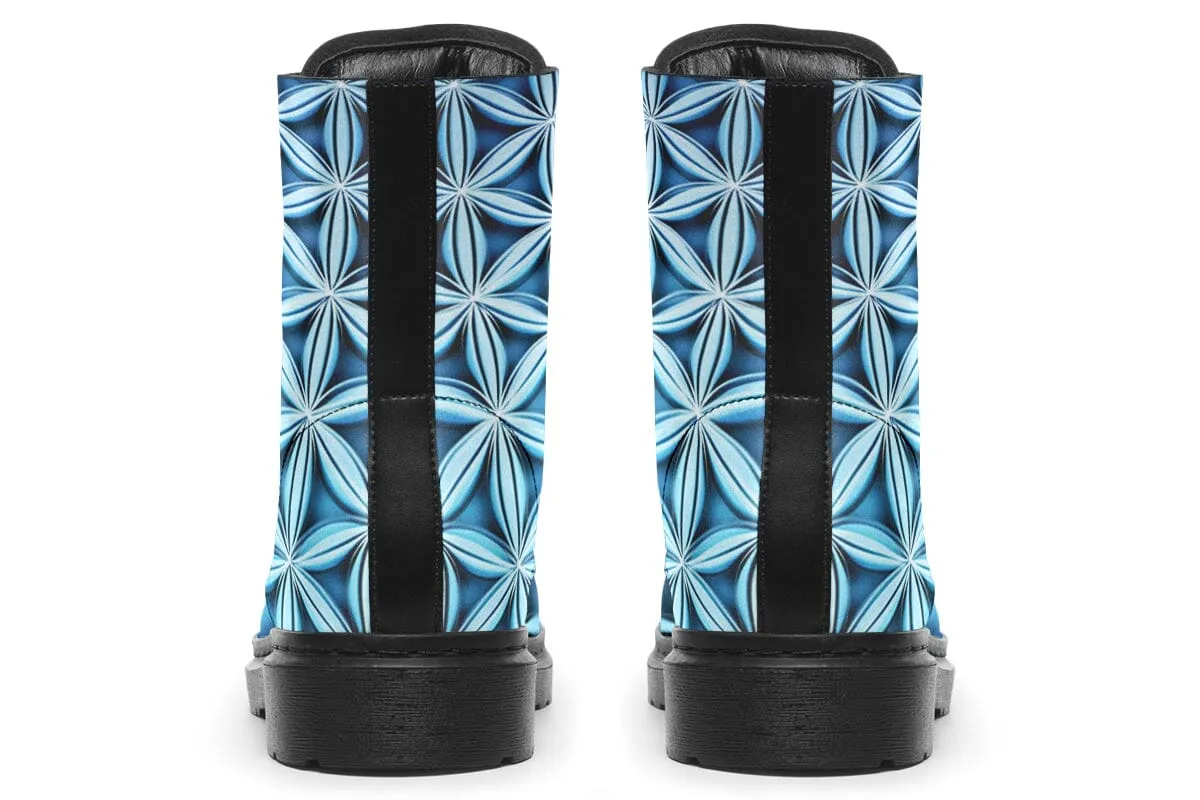 Flower Life Igloo Blue Combat Boots