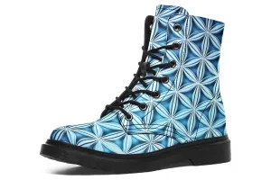 Flower Life Igloo Blue Combat Boots