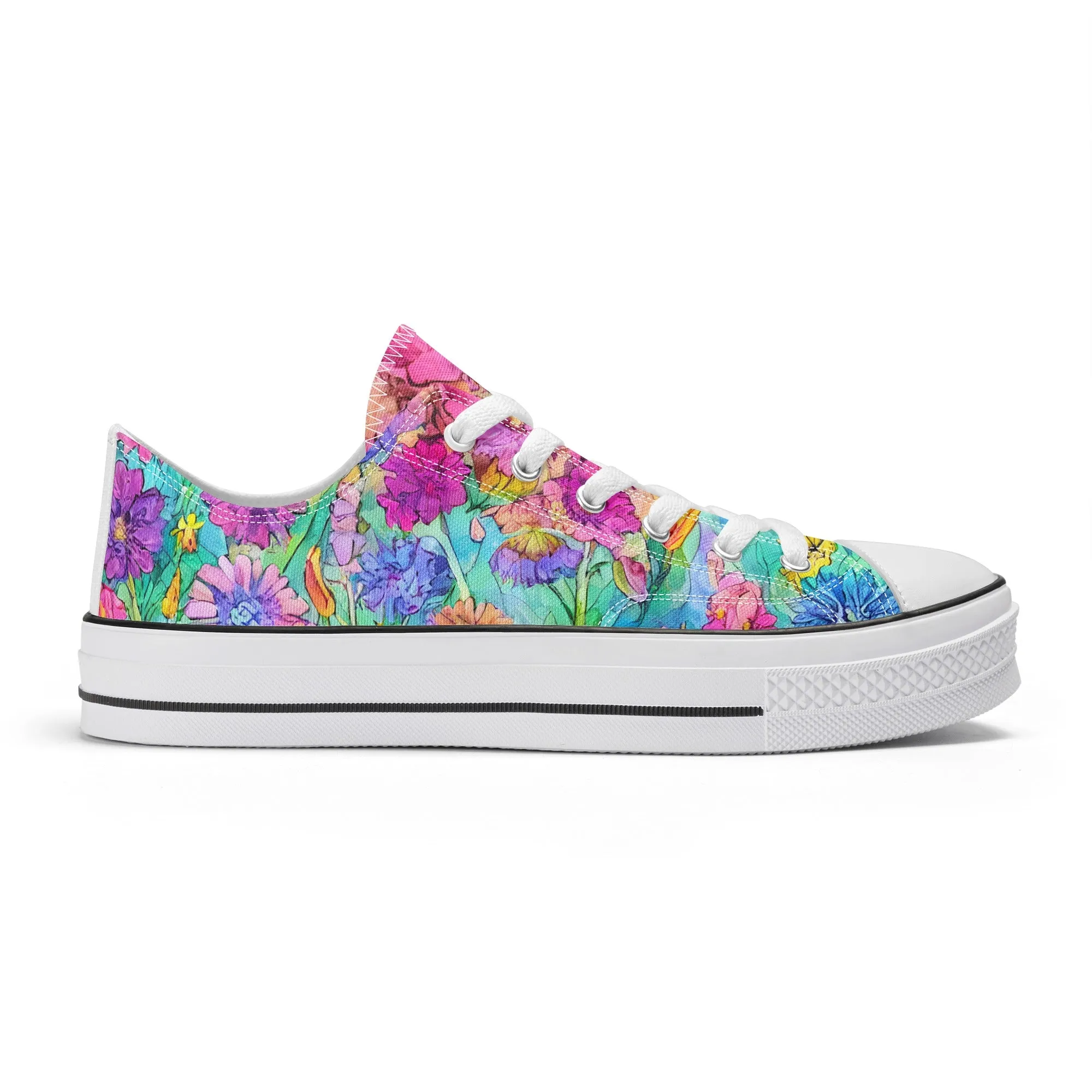 Flowers Mens Low Top Shoes, Garden Classic Canvas Converse Sneakers.