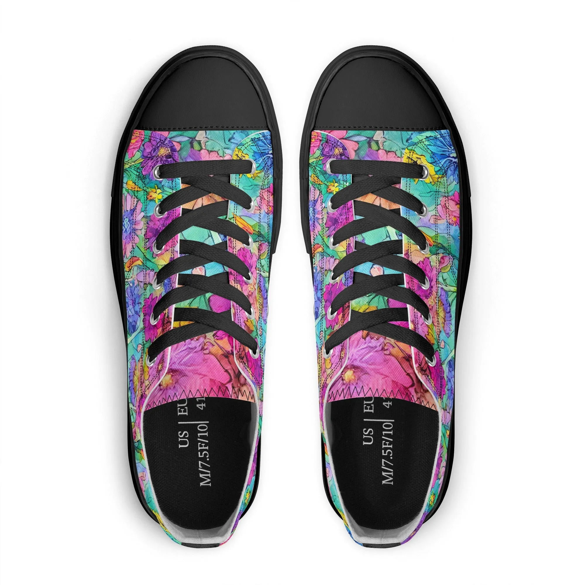 Flowers Mens Low Top Shoes, Garden Classic Canvas Converse Sneakers.