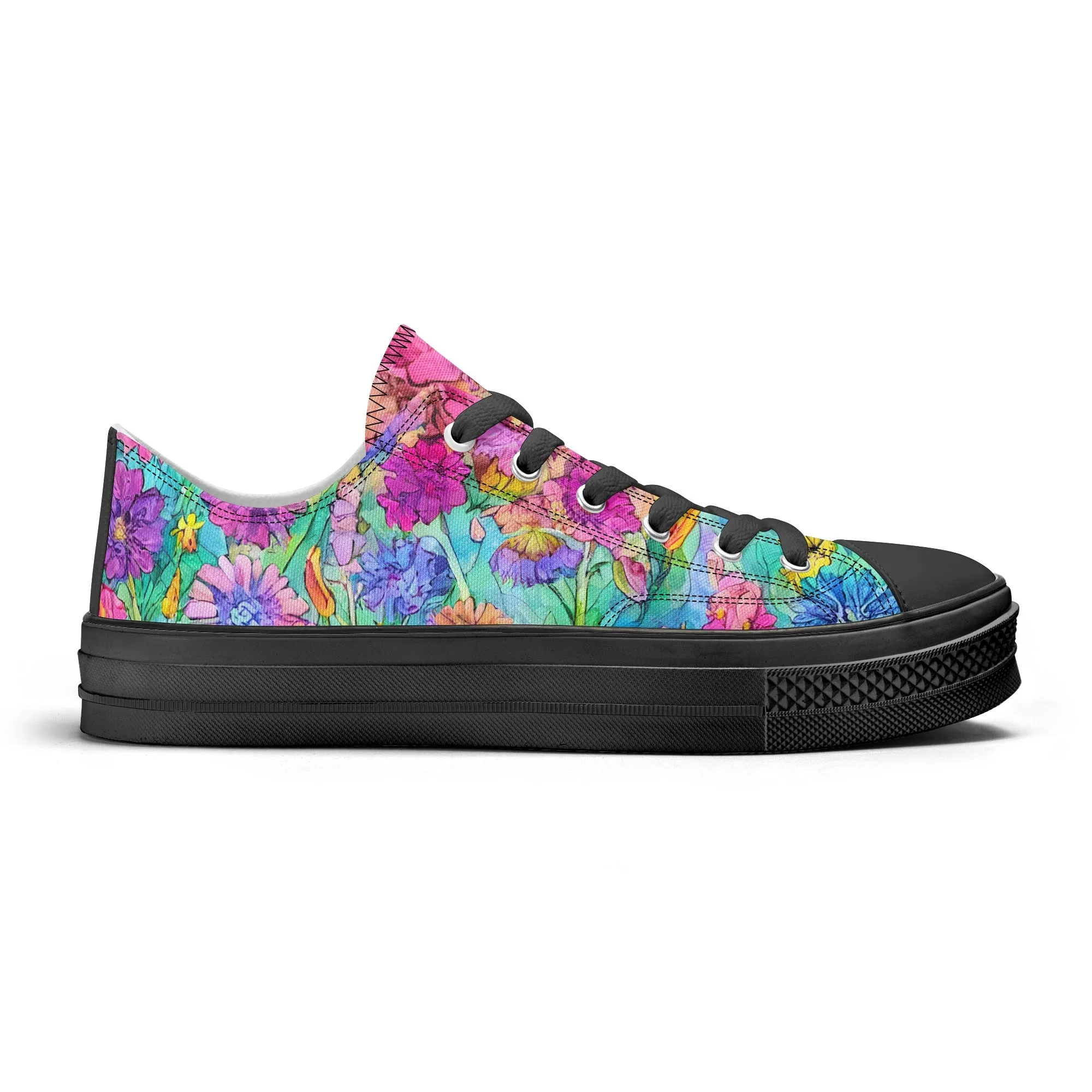 Flowers Mens Low Top Shoes, Garden Classic Canvas Converse Sneakers.