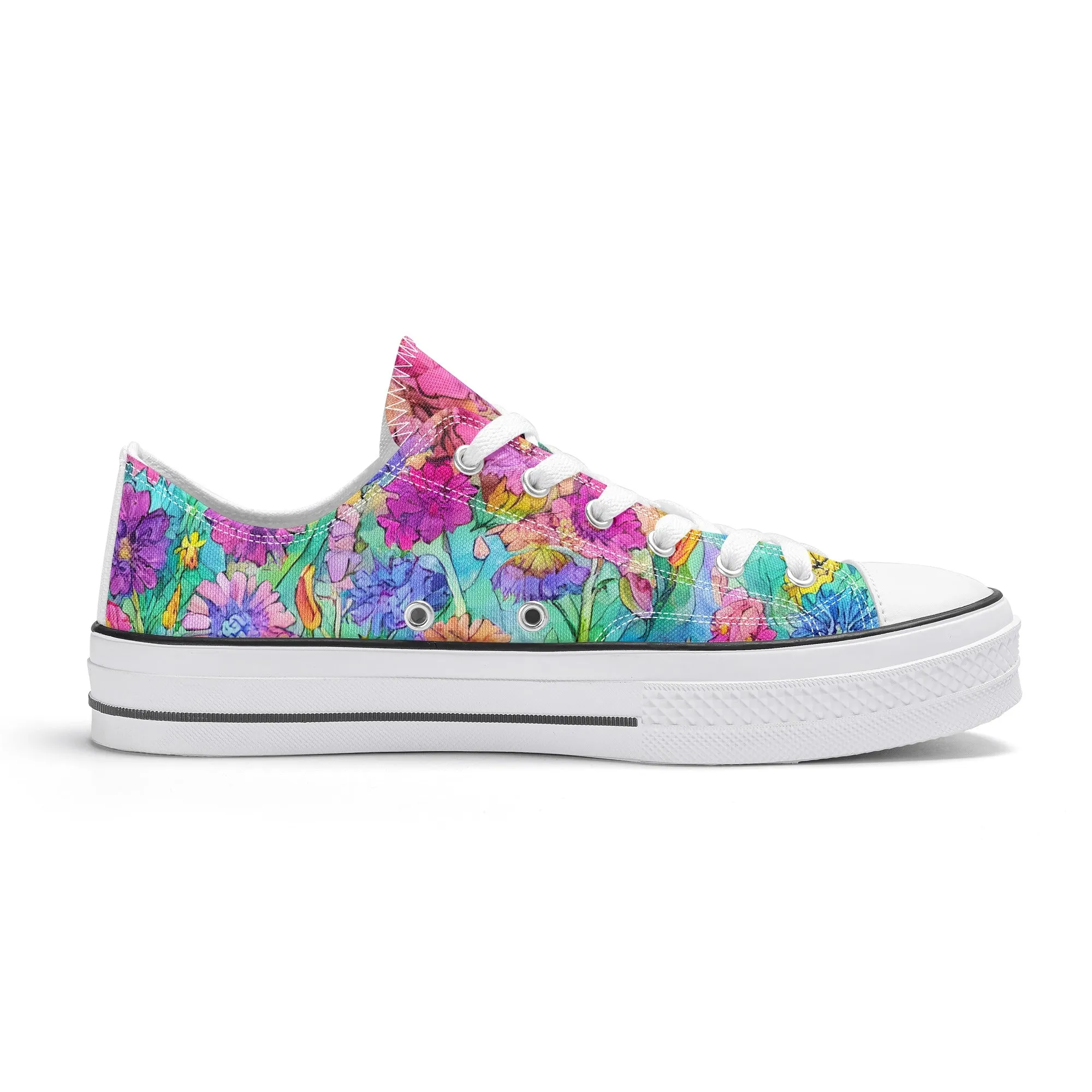 Flowers Mens Low Top Shoes, Garden Classic Canvas Converse Sneakers.