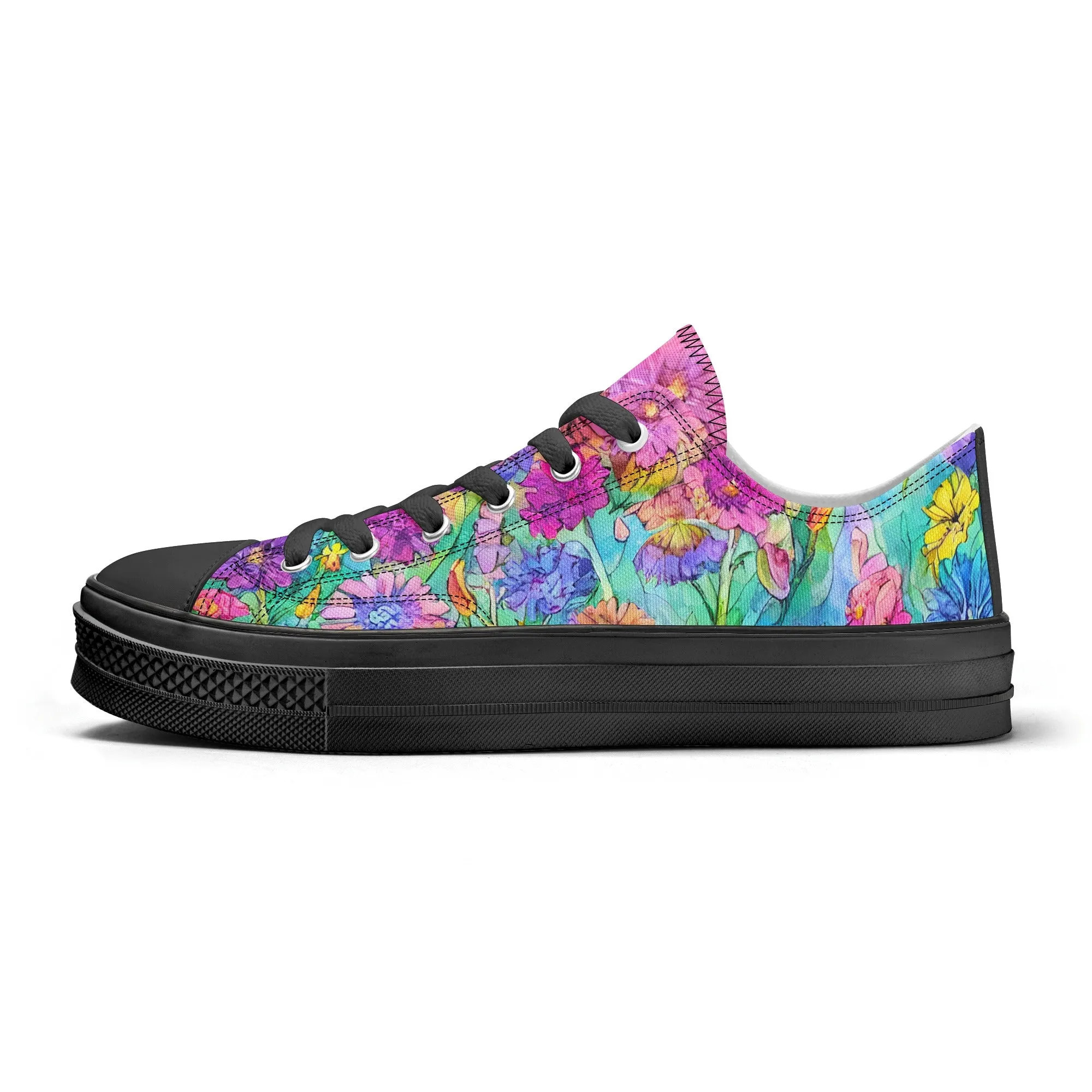 Flowers Mens Low Top Shoes, Garden Classic Canvas Converse Sneakers.