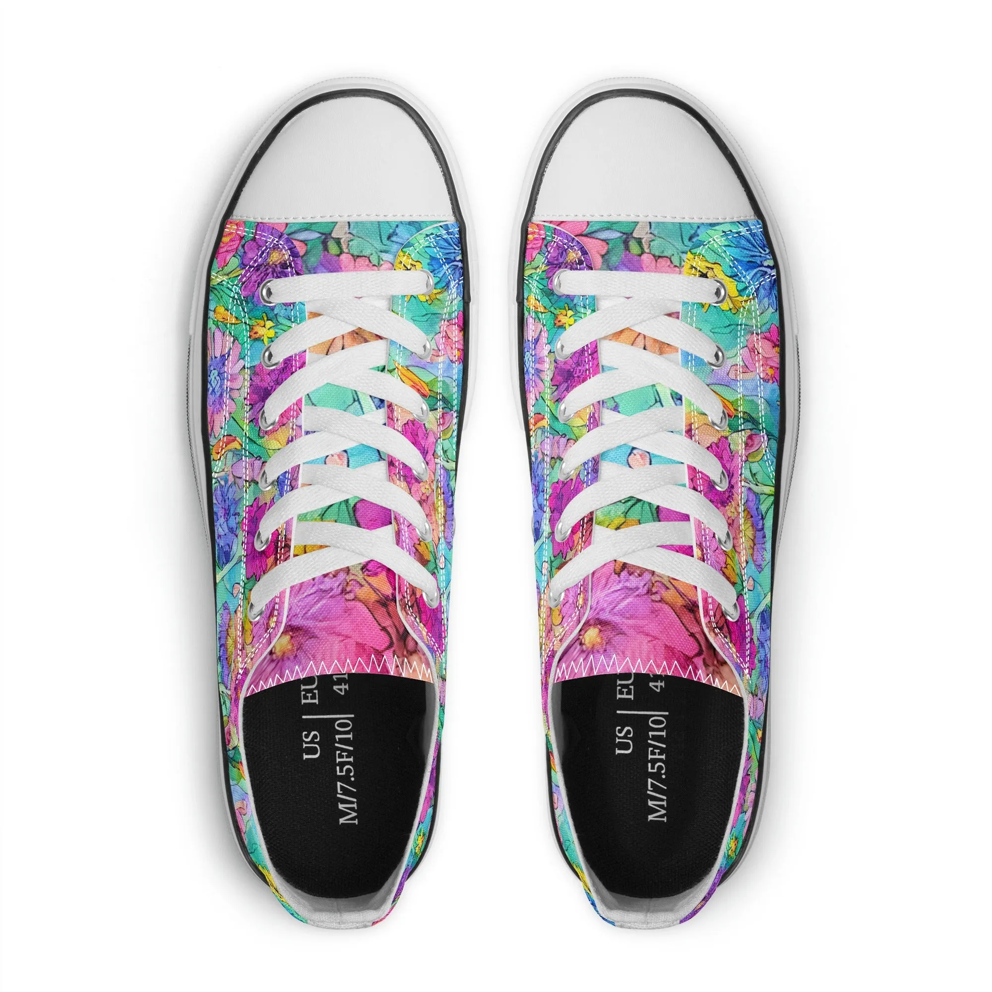 Flowers Mens Low Top Shoes, Garden Classic Canvas Converse Sneakers.