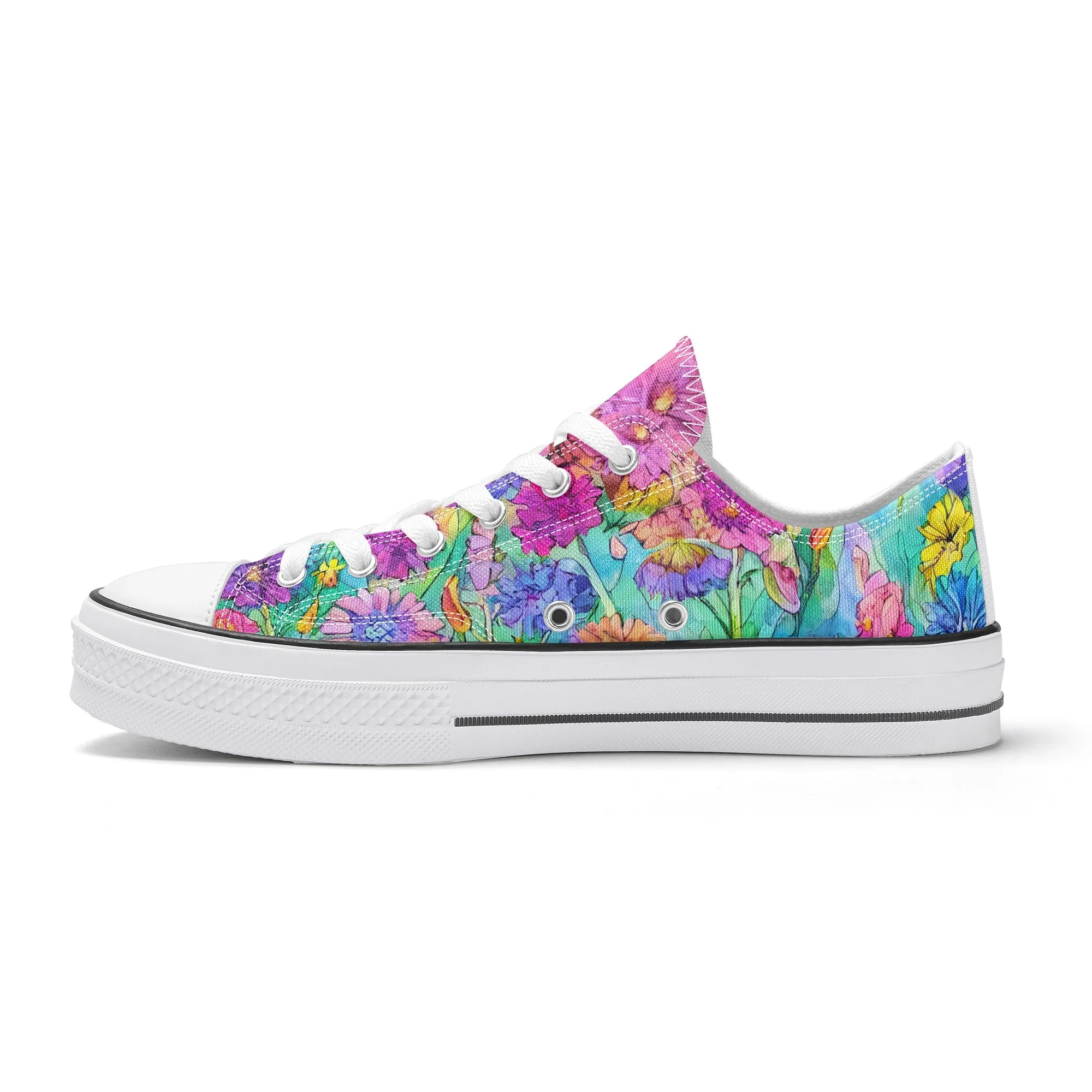 Flowers Mens Low Top Shoes, Garden Classic Canvas Converse Sneakers.