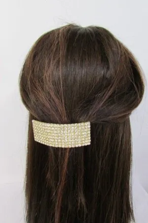 Gold Metal Head Pin Hair Jewelry Rhinestone Poinytail Wedding