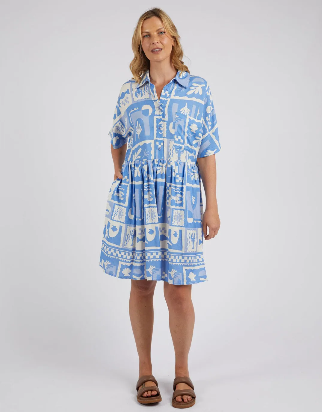 Holiday Sun Dress - Cerulean Holiday Print