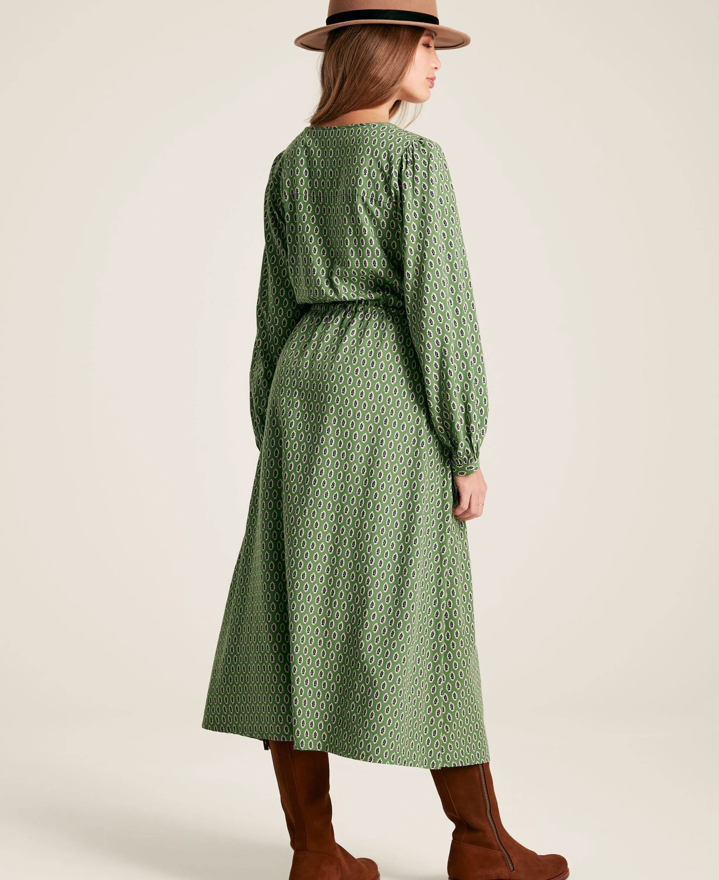 Imogen Long Sleeve Belted Midi Dress - Geoleaf