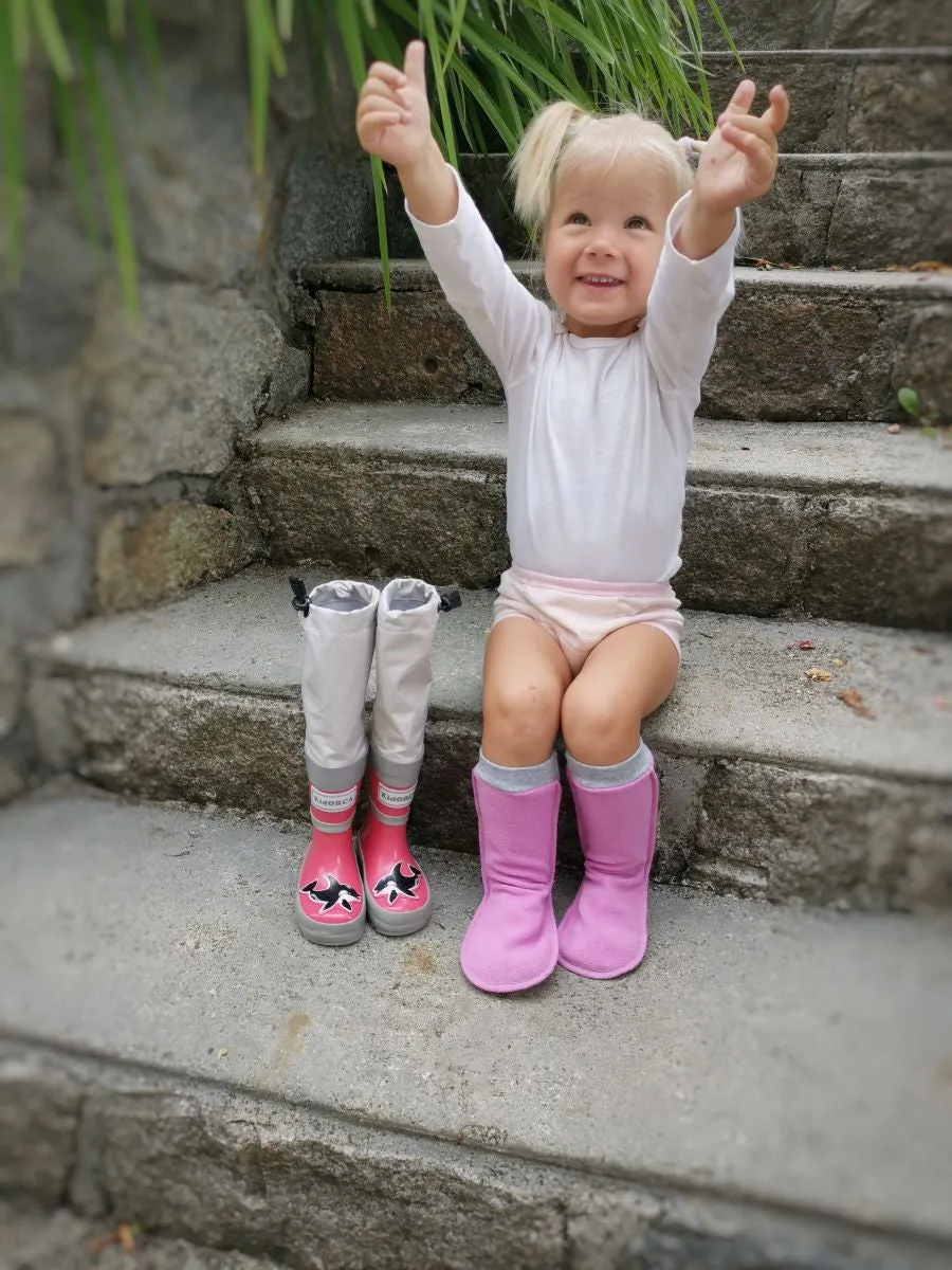 KidORCA Kids Rain Boots with Above Knee Waders _ Pink