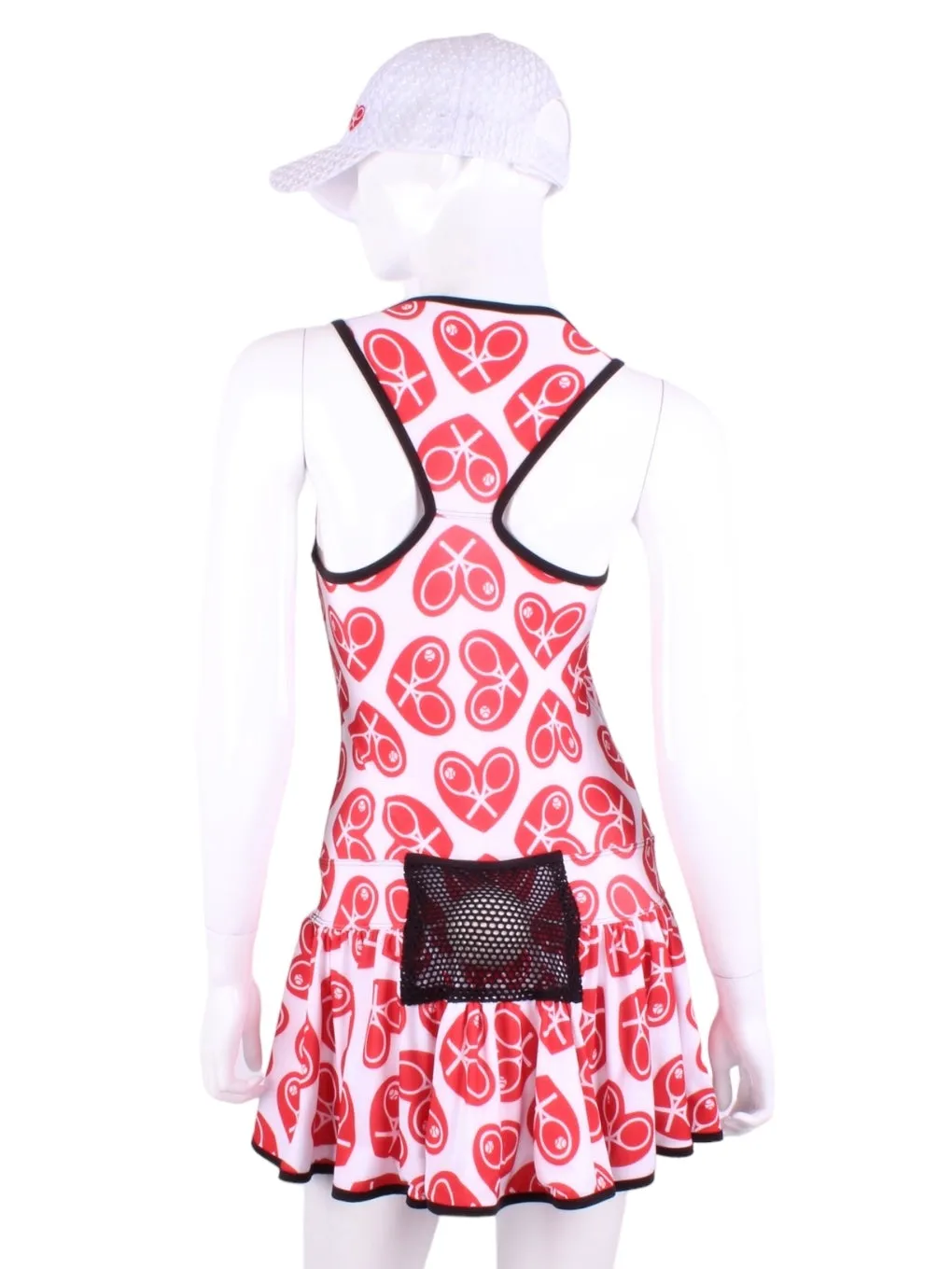 Limited V1 NSEW Red Hearts Sandra Dee Court To Cocktails Tennis Dress