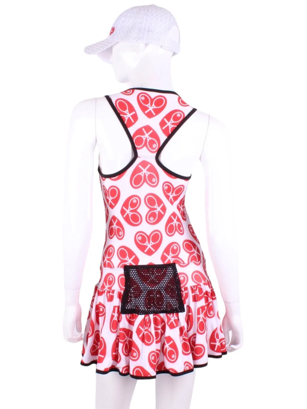 Limited V1 NSEW Red Hearts Sandra Dee Court To Cocktails Tennis Dress