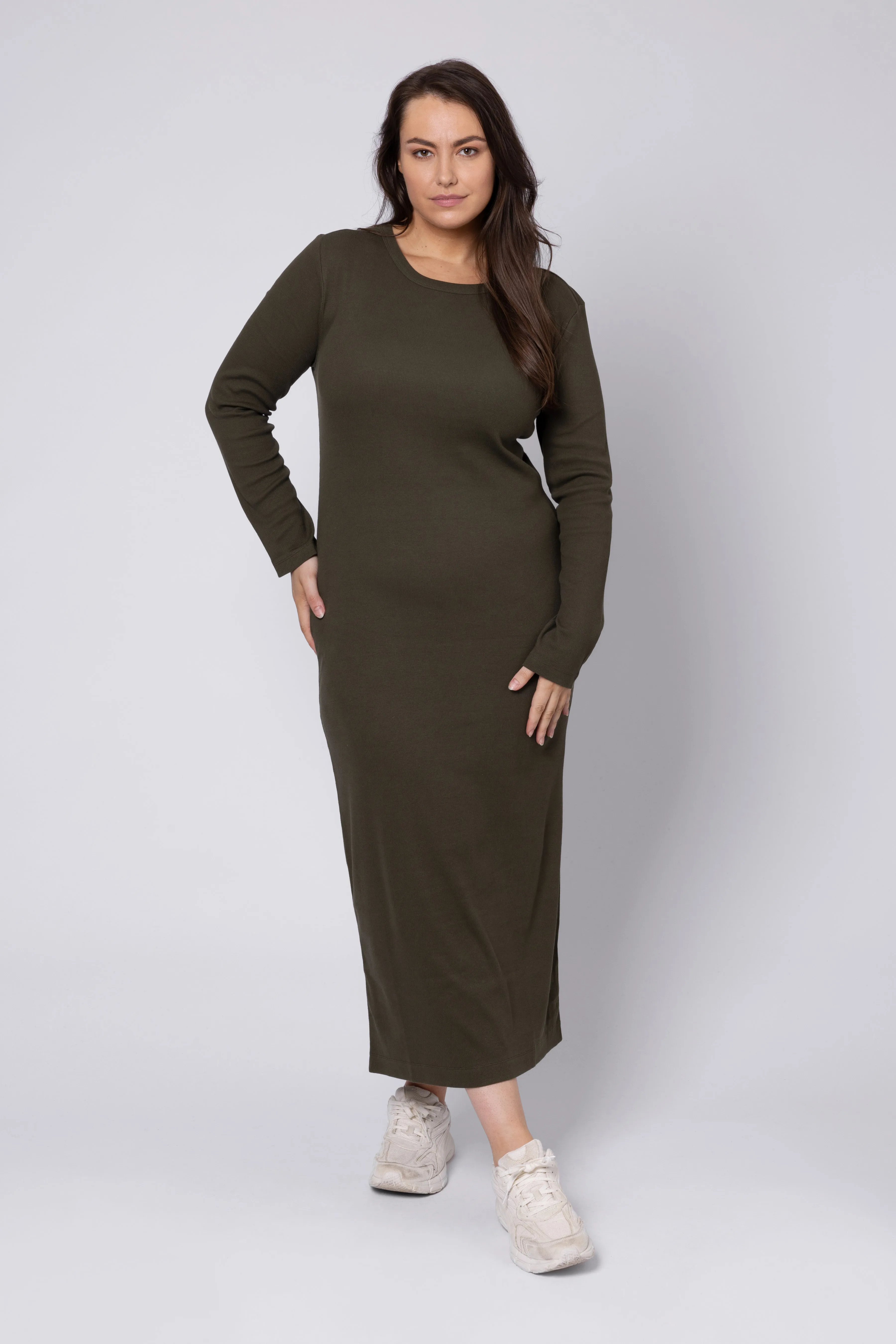 LIZZY RIB JERSEY DRESS (OLIVE)