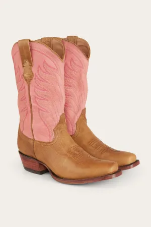 Longreach Womens Cuban Heel Boot - Pink