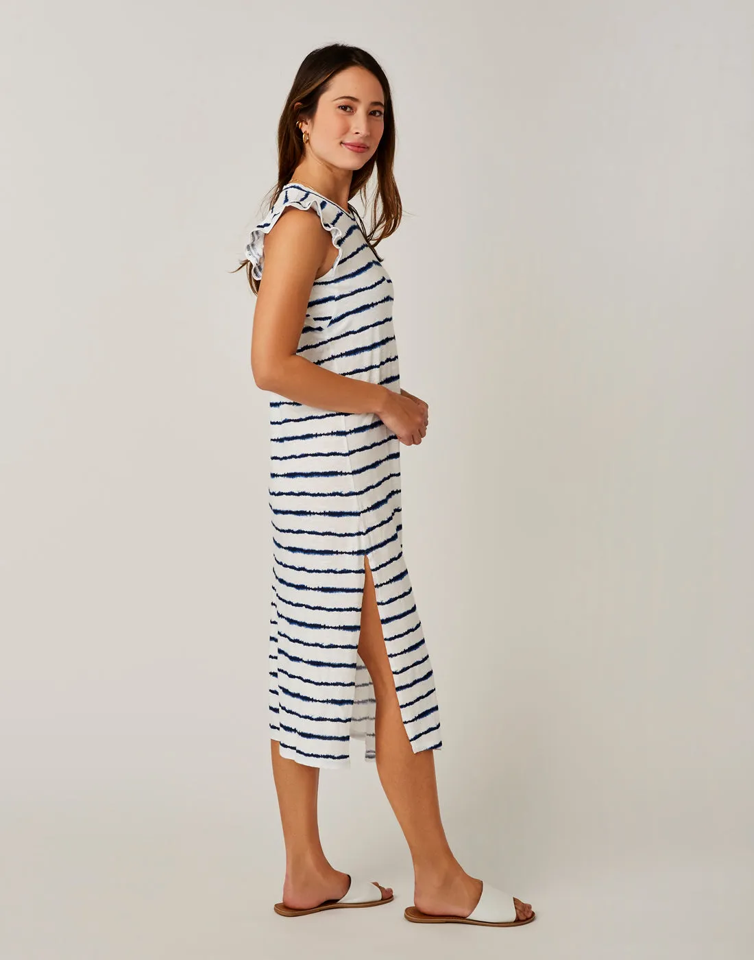 Maeve Dress: Navy Tie Dye Stripe - FINAL SALE