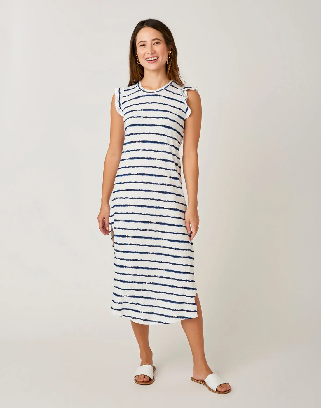 Maeve Dress: Navy Tie Dye Stripe - FINAL SALE